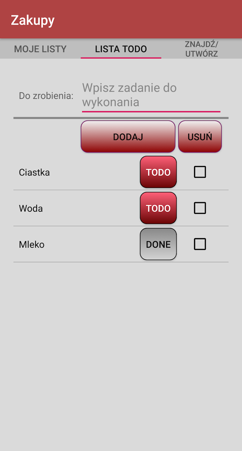 ToDo List app screenshot